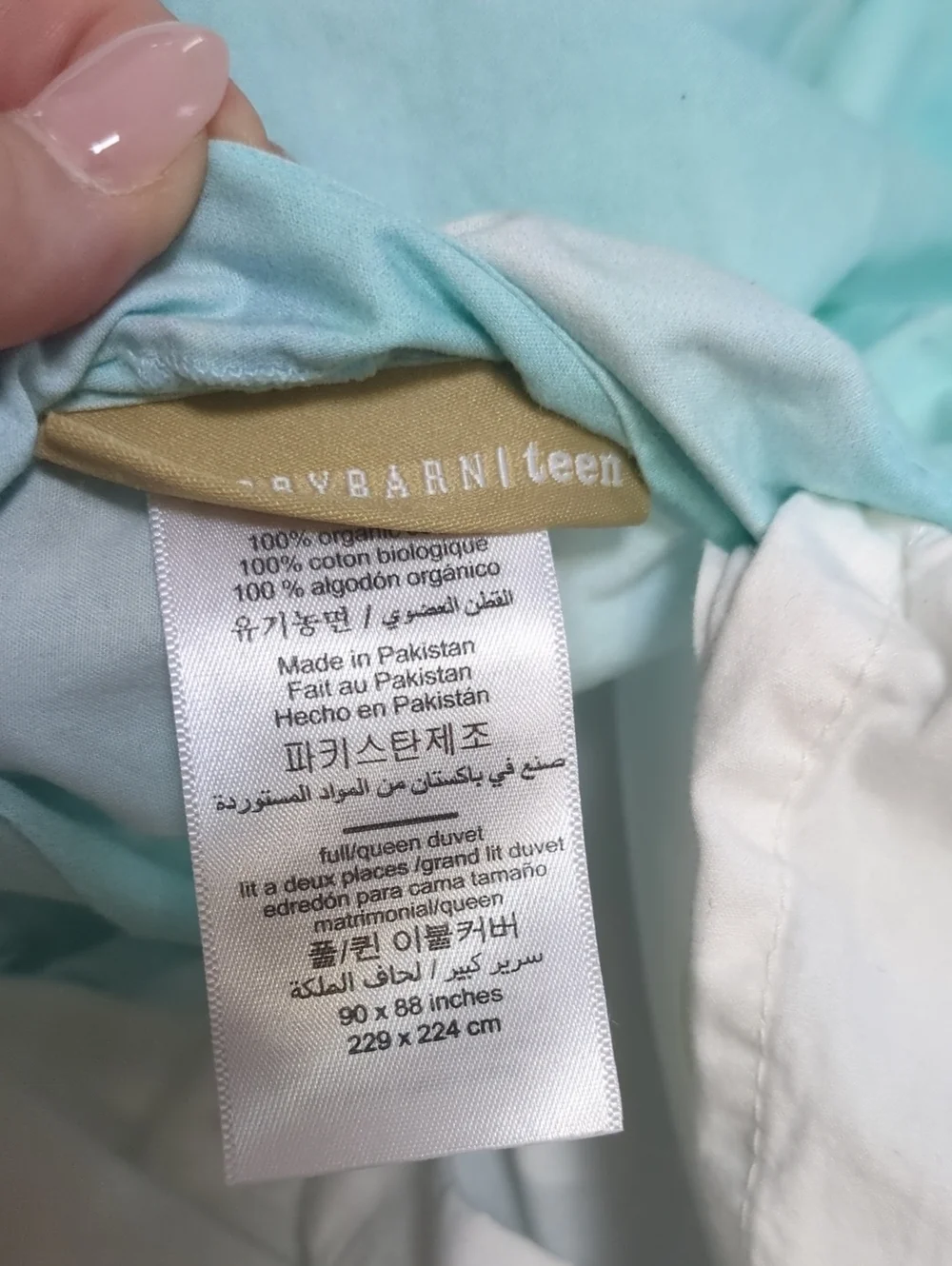 Pottery Barn Teen PBteen Full Queen Duvet Sham Pastel Watercolor Organic Cotton